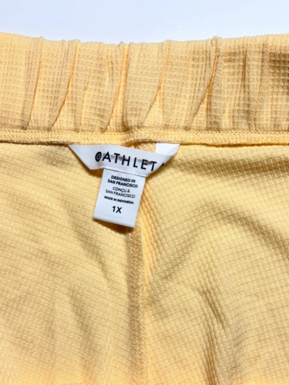 NWT Athleta Wind Down Sleep Shorts 1X Lunaria Yellow Waffle Knit Lounge Plus - Picture 4 of 11